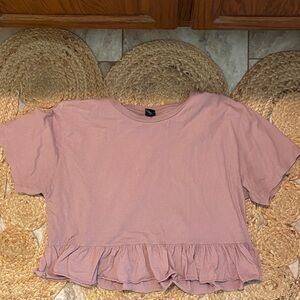wild fable Mauve Pink Ruffle-Hem Short Sleeve Tee